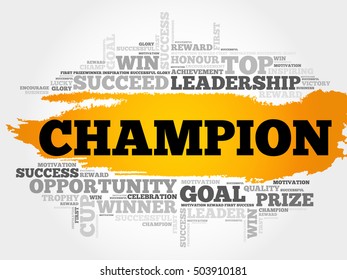 Champion word cloud collage, business concept background