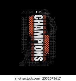 the champion,basketball vector illustration for tee shirt print.