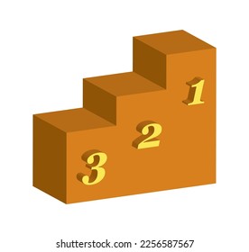 Champions 1,2,3, three-dimensional numbers, vector illustration, white background