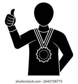 Champion's Approval Medal of Achievement with Thumbs Up.