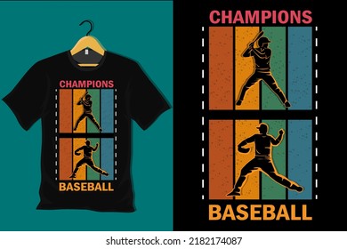 Champions Baseball Retro Vintage T Shirt Design