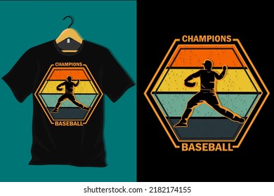 Champions Baseball Retro Vintage T Shirt Design
