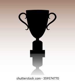 Champions Cup icon. Black vector illustration with reflection.