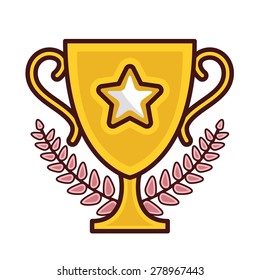 Champions cup icon. Vector illustration isolated on white background. Creative flat line design