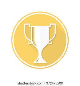 Champions Cup icon. Vector Cup winner icon with long shadow.