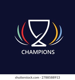 Champions cup illustration of a vector graphic symbol on dark background used for branding event promotion and creative design