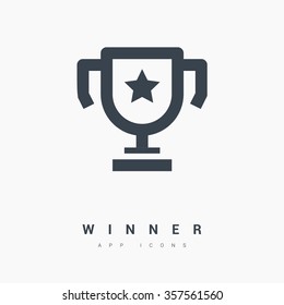 champions cup isolated minimal single flat icon. Winner line vector icon for websites and mobile minimalist flat design.