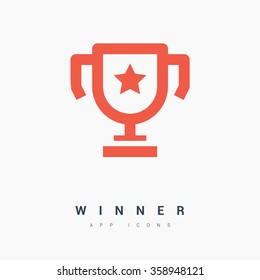 champions cup isolated minimal single flat icon. Winner line vector icon for websites and mobile minimalist flat design.