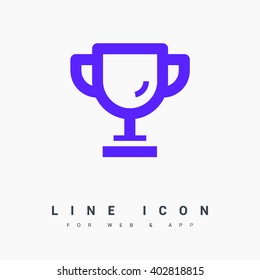 champions cup isolated minimal single flat icon. Winner line vector icon for websites and mobile minimalist flat design.