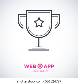 champions cup isolated minimal single flat icon. Winner line vector icon for websites and mobile minimalist flat design.
