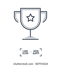 champions cup isolated minimal single flat icon. Winner line vector icon for websites and mobile minimalist flat design.