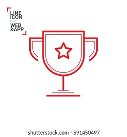 champions cup isolated minimal single flat icon. Winner line vector icon for websites and mobile minimalist flat design.