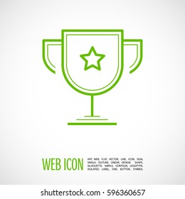 champions cup isolated minimal single flat icon. Winner line vector icon for websites and mobile minimalist flat design.