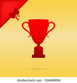 Champions Cup sign. Christmas design red icon on gold background.