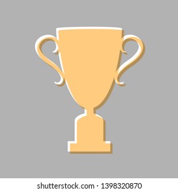 Champions Cup sign. Emboss effect with light orange icon on gray background.