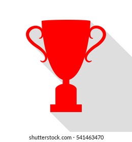 Champions Cup sign. Red icon with flat style shadow path.