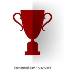 Champions Cup sign. Vector. Bordo icon on white bending paper background.