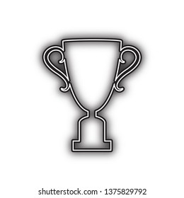 Champions Cup sign. Vector. Double contour black icon with soft shadow at white background. Isolated.