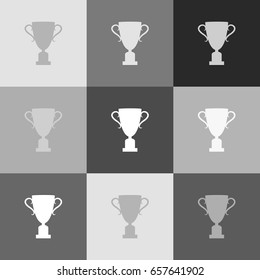 Champions Cup sign. Vector. Grayscale version of Popart-style icon.