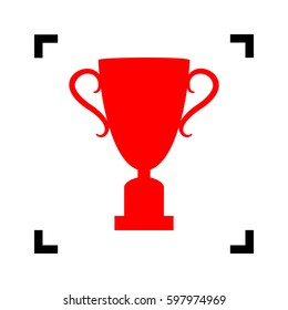 Champions Cup sign. Vector. Red icon inside black focus corners on white background. Isolated.