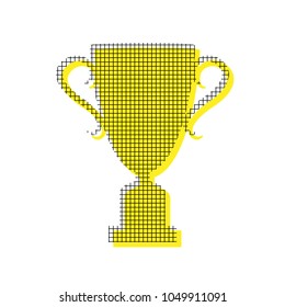Champions Cup sign. Vector. Yellow icon with square pattern duplicate at white background. Isolated.