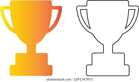 Champions Cup solid black line icon. First place cup badge. Goblet icon. Trendy flat isolated symbol sign for: