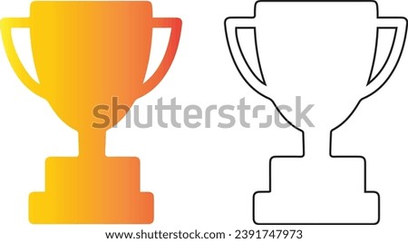 Champions Cup solid black line icon. First place cup badge. Goblet icon. Trendy flat isolated symbol sign for: