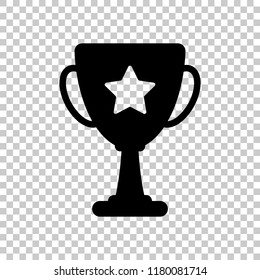 Champions cup with star. Simple icon. On transparent background.