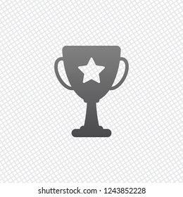 Champions cup with star. Simple icon. On grid background