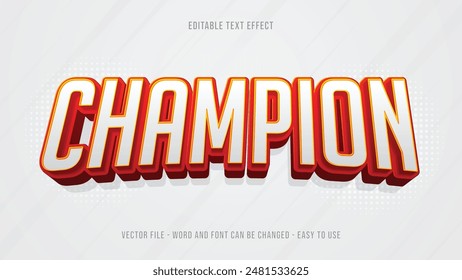 Efecto de texto editable Champions, estilo 3d de texto editable