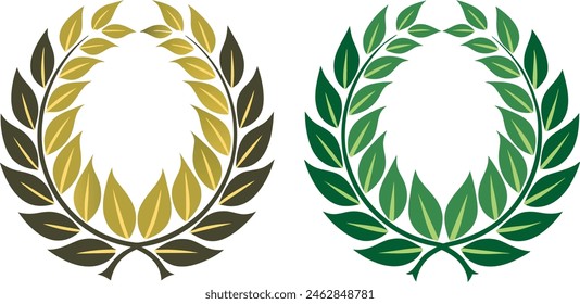 Champions' laurel wreath vector illustration with watercolor leaves