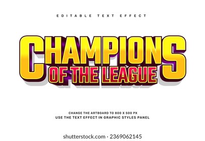 Champions of the league editable text effect template