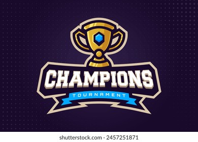 Champions League E-sports or Sports Logo for Tournament and Championship