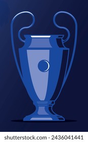 Champions league football european  tournament cup trophy blue background sport illustration vector template.