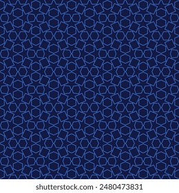 Copa de la liga europea de fútbol de campeones de fútbol Vector cuadrado patrón o textura sin fisuras con contorno azul cinco estrellas puntiagudas sobre fondo azul oscuro.