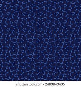 Champions league football soccer european tournament cup competition texture. Outline blue five pointed stars on dark blue background. Vector square seamless pattern.