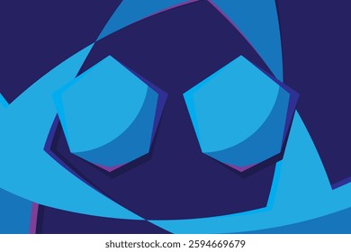Champions league football team tournament graphic design empty template with five pointed stars ball and two hexagons for club logos.