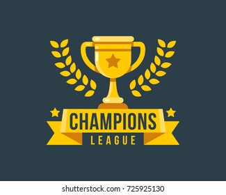 Champions league gold cup icon vector illustration