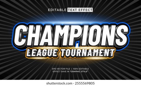 Champions league tournament 3d editable text effect sport style