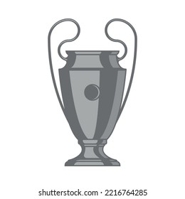 champions league vector sport gray icon of trophy or cup for champion on a white background.