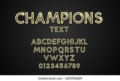 Champions Lettering Text for Poster Headline, Promotional Text, Luxury alphabet design, Font & Alphabetical Vector Template