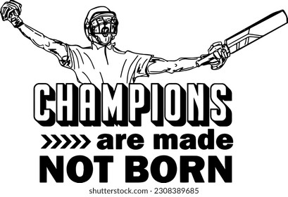 "Champions Are Made: Cricket Motivation Typography Tee"
"Unleash Your Inner Champion: Cricket Motivation T-shirt"