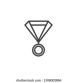 Champions medal line icon. linear style sign for mobile concept and web design. Award medal ribbon outline vector icon. Symbol, logo illustration. Pixel perfect vector graphics