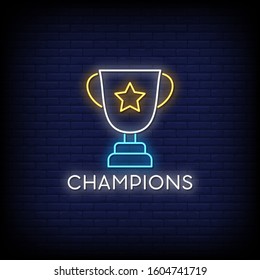 Champions Neon Signs Style Text Vector