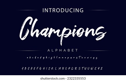 Champions Stylish brush painted an uppercase vector letters, alphabet, typeface.