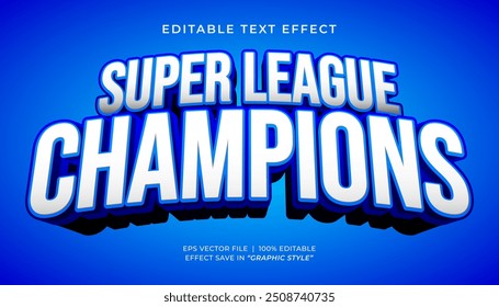 Estilo esportivo de efeito de texto editável da super liga dos campeões