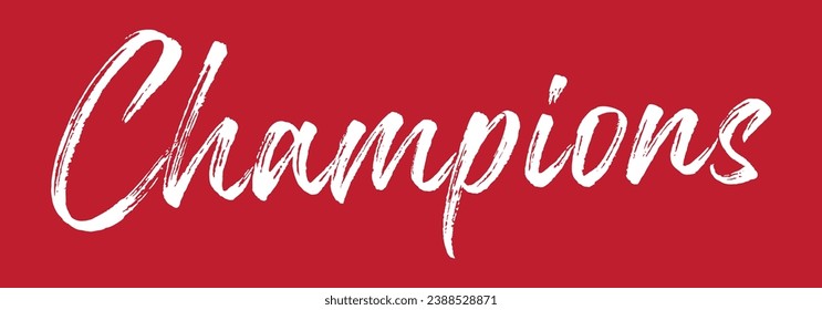 champions text on red background.