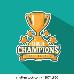 Champions trophy flat design. EPS 10 vector.