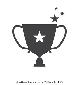 Champions trophy icon vector illustration. First place award sign. Victory symbol on white background.