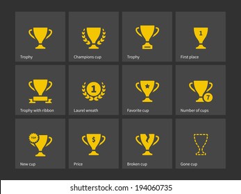 Champions trophy icons. Vector illustration.